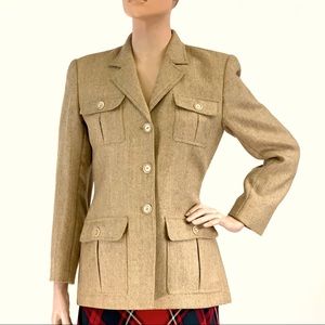 NWOT Jones New York Country Tan Herringbone Tweed Blazer 8P